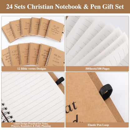 BESARME 24 Sets 72 Pcs Christian Gifts for Women Bulk Prayer Journals - color: Christian