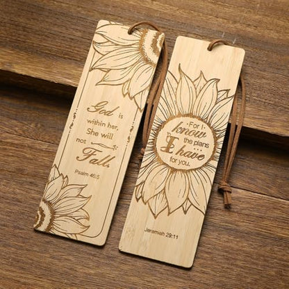 2 Pcs Bible Bookmarks for Women, Sunflower Bamboo Religious Christian Bookmarks Gifts for Women Book Marks for Reading (Sunflower) - style: Sunflower