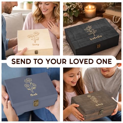 Personalized Birth Flower Memory Box, Birthday Gift for Girls & Teens - style: 7. Birth Flower