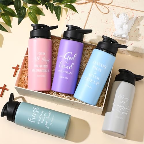 10 Pcs Christian Aluminum Water Bottles, Light Colors, English - color: Light Colors, style: English