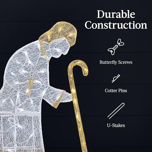 Best Choice Products 4.5ft Lighted 2D Outdoor Nativity Scene, Christmas Arch Holy Family Yard Decoration w/ 115 LED Lights, Stakes, Zip Ties - size: 4.5ft