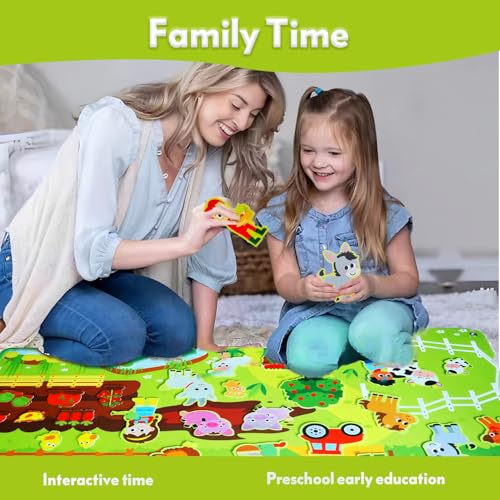 Felt Busy Board for Kids 3-5, Farm Animals Story Set for Children Play