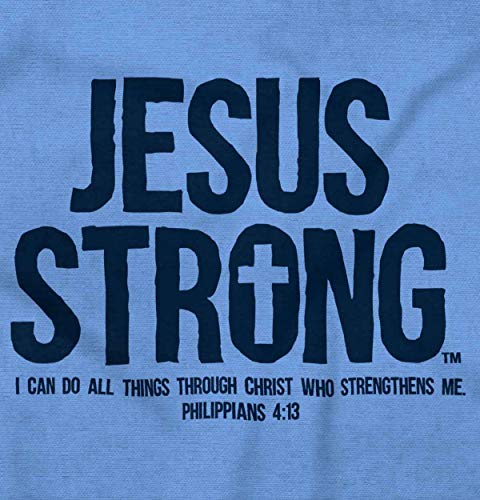 Jesus Strong Philippians 4:13 Bible Graphic T Shirt Men or Women - color: Carolina Blue, size: X-Large