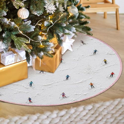 Winter Skiing Christmas Tree Skirt, Ski Gifts Xmas Tree Skirt 527XW-TS - color: Skiing-3