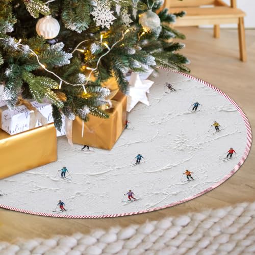 Winter Skiing Christmas Tree Skirt, Ski Gifts Xmas Tree Skirt 527XW-TS - color: Skiing-3