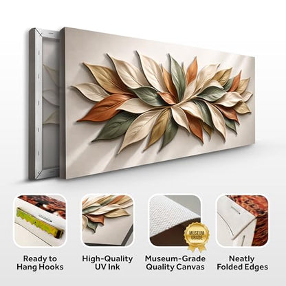 TAILORED CANVASES Earthtone Petals Canvas Print Botanical Wall Art, 60x30 - size: 30"L x 60"W