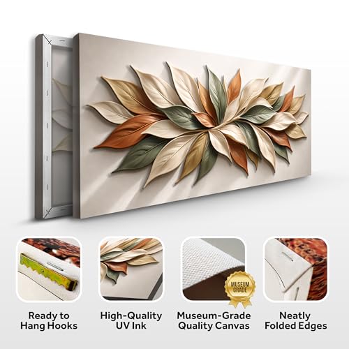 TAILORED CANVASES Earthtone Petals Canvas Print Botanical Wall Art, 48x24 - size: 24"L x 48"W