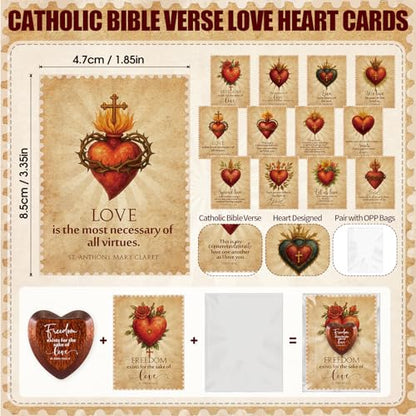 Gerrii 60 Set Christian Token Gift Jesus Love Heart Pocket Hugs, Red Brown - color: Red Brown