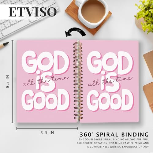 ETVISO Pink Bible Study Journal Notebook for Women, Inspirational Christian Gifts for Women, Prayer Bible Supplies Journal, Church Notes Notebook, Cute Preppy Hardcover Spiral Notebooks 5.5x8.3 - color: 04-Bible(Hot Pink)