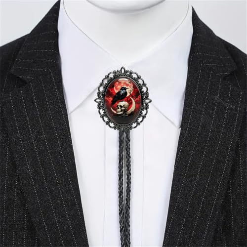 GelConnie Gothic Bolo Tie for Men Women 3D Art Western Cowboy Necktie - color: Skull Bolo Tie