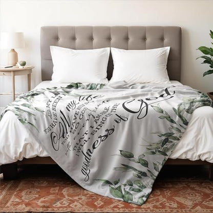 Christian Blanket, Christian Gifts for Women Men, Bible Verse Religious Scripture Botanical Throw Blankets for Home Bedroom Living Room Couch Sofa, 50x60 Inches - color: Goodness of God