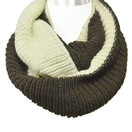 Wrapables Thick Knitted Winter Warm Infinity Scarf - color: Coffee and Cream