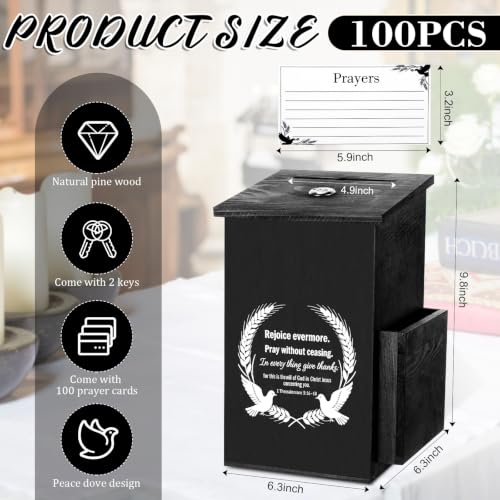 Roowest Prayer Request Box with Cards, Church Offering Box, Black - color: Black