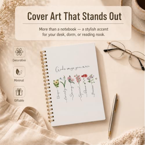Inspirational Christian Floral Spiral Notebook 5.5x8.3 Inch - color: pattern-19
