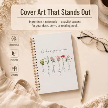 Inspirational Christian Floral Spiral Notebook 5.5x8.3 Inch - color: pattern-19