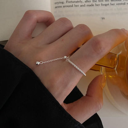 925 Sterling Silver Adjustable Link Chain Rings for Women Daughter - color: Silver