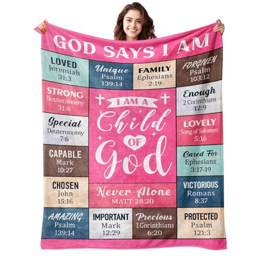 Christian Gifts for Women, I Am A Child of God Blanket, 50"x60" - color: Christian Gifts Pink