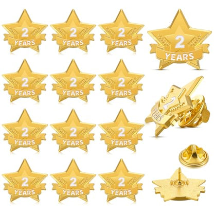 Tigeen 12 Pcs Year Service Reward Pins Star Enamel Pins, 2 Years - style: 2 Years
