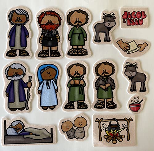 Jacob & Esau Felt Figures for Bible Flannel Board Stories 15 Precut Figures Story Guide Activity Pages