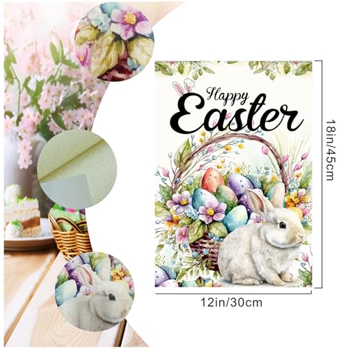 Easter Egg Bunny Garden Flag Easter Garden Flags 12x18 Double Sided The Flower Yard Is Decorated With Outdoor Flags Yard Flag Garden Flags for Outside Flower Seasonal Farmhouse Yard Outdoor Flag