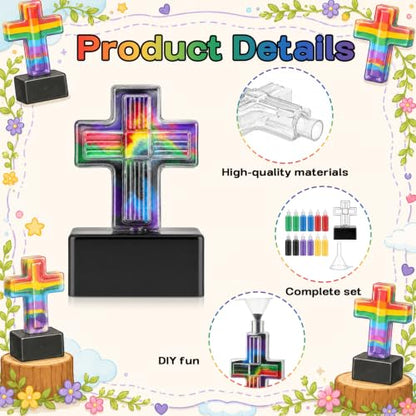 Teyva 90 Pcs Sand Art Cross Craft Kit, 24 Bottles 12 Sand 24 Funnels