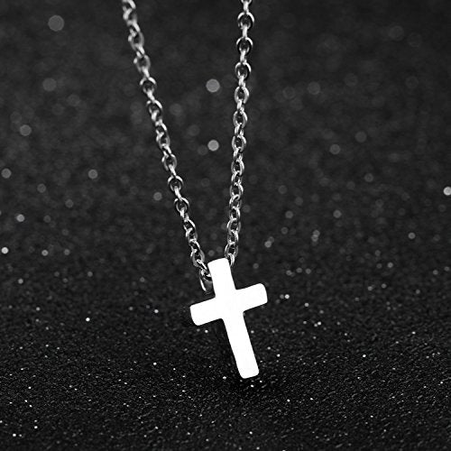 TEMICO Tiny Simple Cross Pendant Necklace for Children Boys Girls Teenage - color: Silver