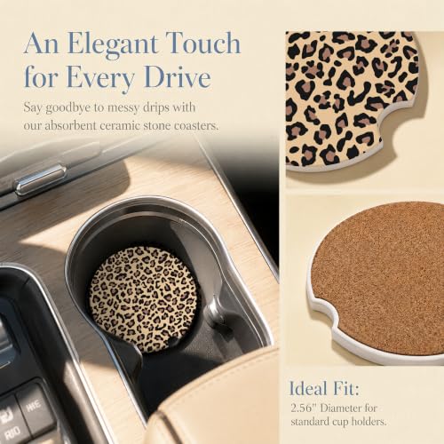 Car Coasters for Cup Holders, Leopard Print Car Coasters Set of 2, B08 - color: Cheetah