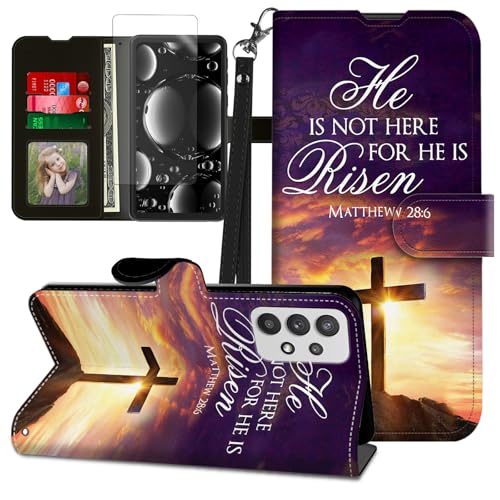 for Galaxy A23 5G Phone Case,for Samsung A23 5G Case with Screen Protector & Kickstand & Card Holder & Wrist Strap Flip Folio Leather Wallet Magnetic Protective,Jesus Bible Cross - color: Jesus Bible Cross, size: for Samsung Galaxy A23 5G/4G