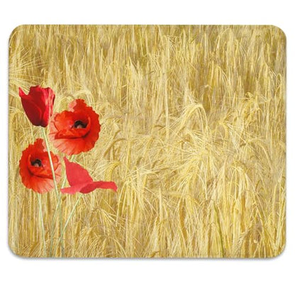 Vibrant Red Poppy Flowers Mouse Pad, Summer Wheat Field Durable Desk Mat - color: Color_DE0010XX
