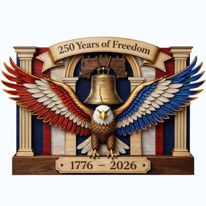 250th Anniversary USA Wood Plaque, 1776–2026 American Patriotic Decorations - color: KAT-K- USA- Palque 1