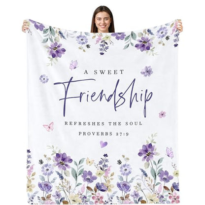 Friendship Gifts Blanket Throw 60X50 Friend Birthday Gift for Women - color: Purple-friendship, size: 50*60