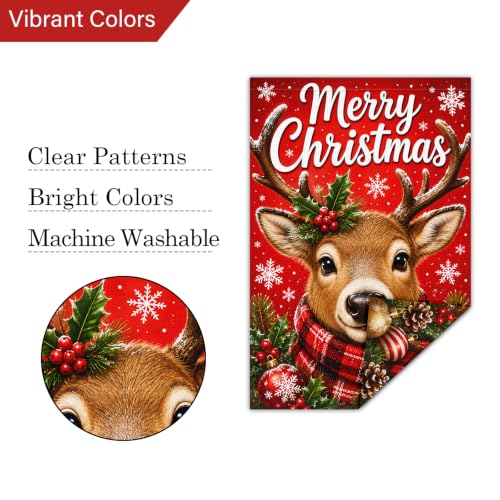 Louise Maelys Christmas Garden Yard Flag 12x18 Inch Reindeer - color: Multi-6