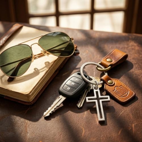 6 Cross Keychain Silver Hollow Out, Cool Keepsakes for Men Women