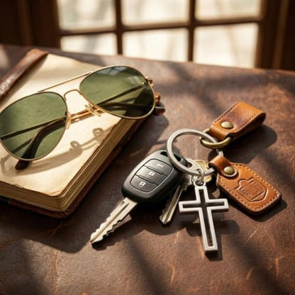 6 Cross Keychain Silver Hollow Out, Cool Keepsakes for Men Women