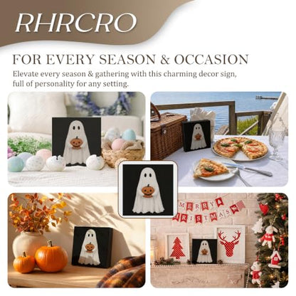 Halloween Ghost Decor Wooden Box Sign - color: Fall-15