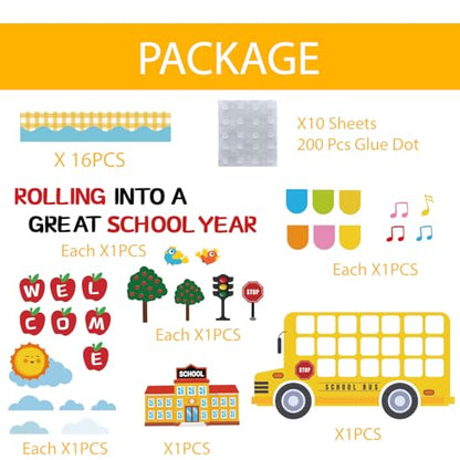 Welcome Back to School Bulletin Board Decorations Set School Bus Cutouts - color: School Bus