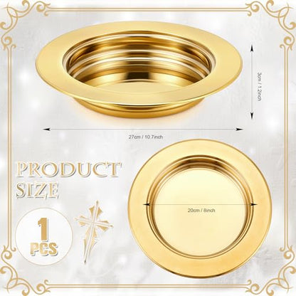 Zhehao 1 Pcs Communion Plates for Church Communion Bread Tray Plate Church Supplies Set Polished Stainless Steel Tray (Gold) - color: Gold