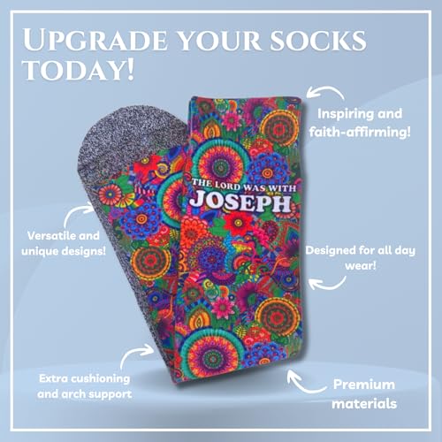 Bible Verse Socks for Men, Christian Scripture Crew Socks, Faith Gift - color: Josephs