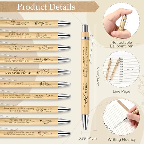 Resurhang 20 Sets Christian Gifts Bulk Bible Verse Spiral Notebook and Bamboo Pen Religious Journal Church Gifts for Grandparents Pastor Clergy Women Sunday School Teacher Members (Classic Style) - style: Classic Style