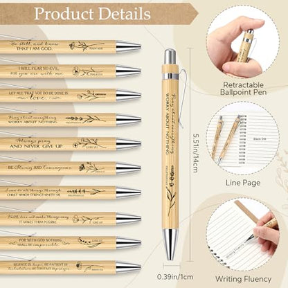 Resurhang 20 Sets Christian Gifts Bulk Bible Verse Spiral Notebook and Bamboo Pen Religious Journal Church Gifts for Grandparents Pastor Clergy Women Sunday School Teacher Members (Classic Style) - style: Classic Style