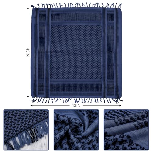 Aonal Military Shemagh Tactical Desert Scarf, Keffiyeh Scarf for Men - color: Blue