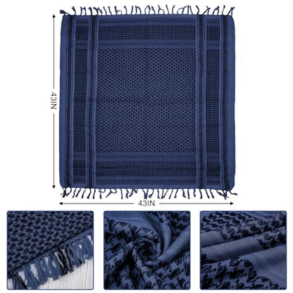 Aonal Military Shemagh Tactical Desert Scarf, Keffiyeh Scarf for Men - color: Blue