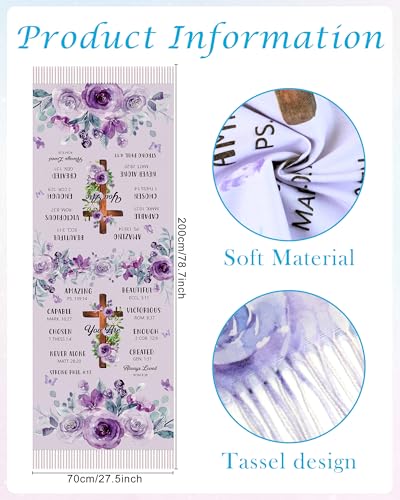 Bozidol Prayer Shawl for Women Christian Floral Cross Bible Verse Scarf Clothes for Christmas Mothers Day Birthday Gifts - color: Floral Cross