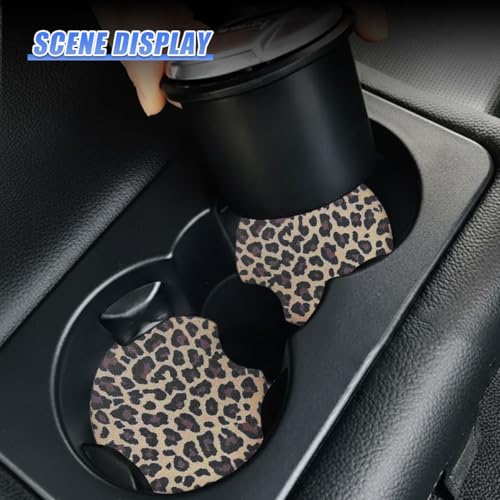 Leopard Print Car Cup Holder Coasters, 2.77'' Drink Cup Mat, No.2 - size: No.2
