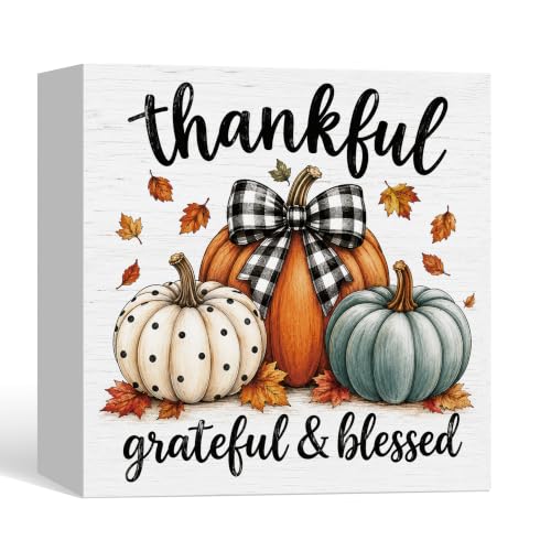 Fall Pumpkin Thanksgiving Decor Wooden Box Sign - color: Fall-3