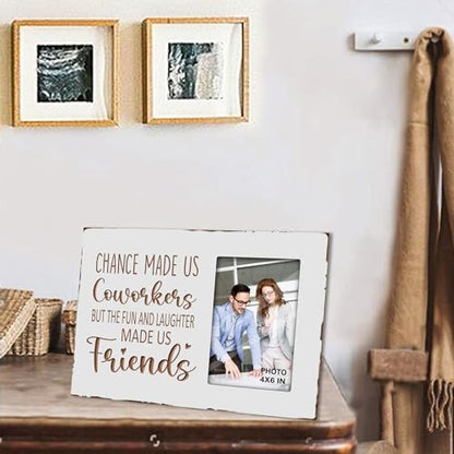 Wooden Engraved Picture Frame 4x6 Inches for Coworkers Colleague Friends - color: white coworkers