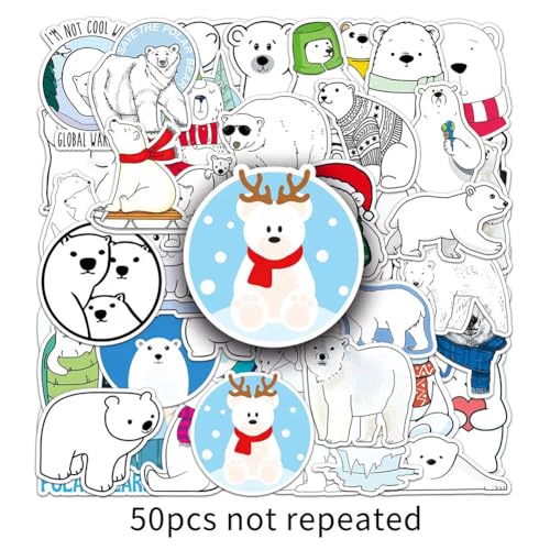 50Pcs Polar Bear Stickers Waterproof Vinyl Decals - color: Polar Bear