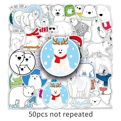 50Pcs Polar Bear Stickers Waterproof Vinyl Decals - color: Polar Bear