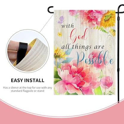 Christian House Flag 28 x 40 Double-Sided, With God All Things Are Possible - color: g18 28x40