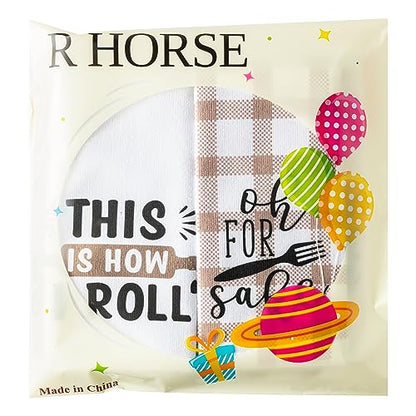 R HORSE 5Pcs Funny Kitchen Towels Funny Saying Dish Towel Baking Lover Gift - color: Fun Kitchen